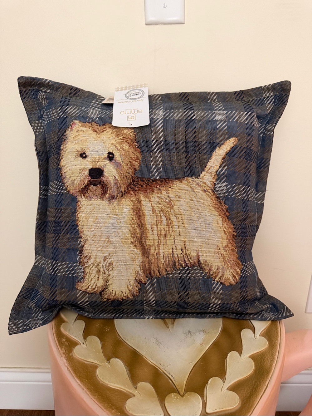 Emme Home Textiles Plaid Yorkie Throw Pillow